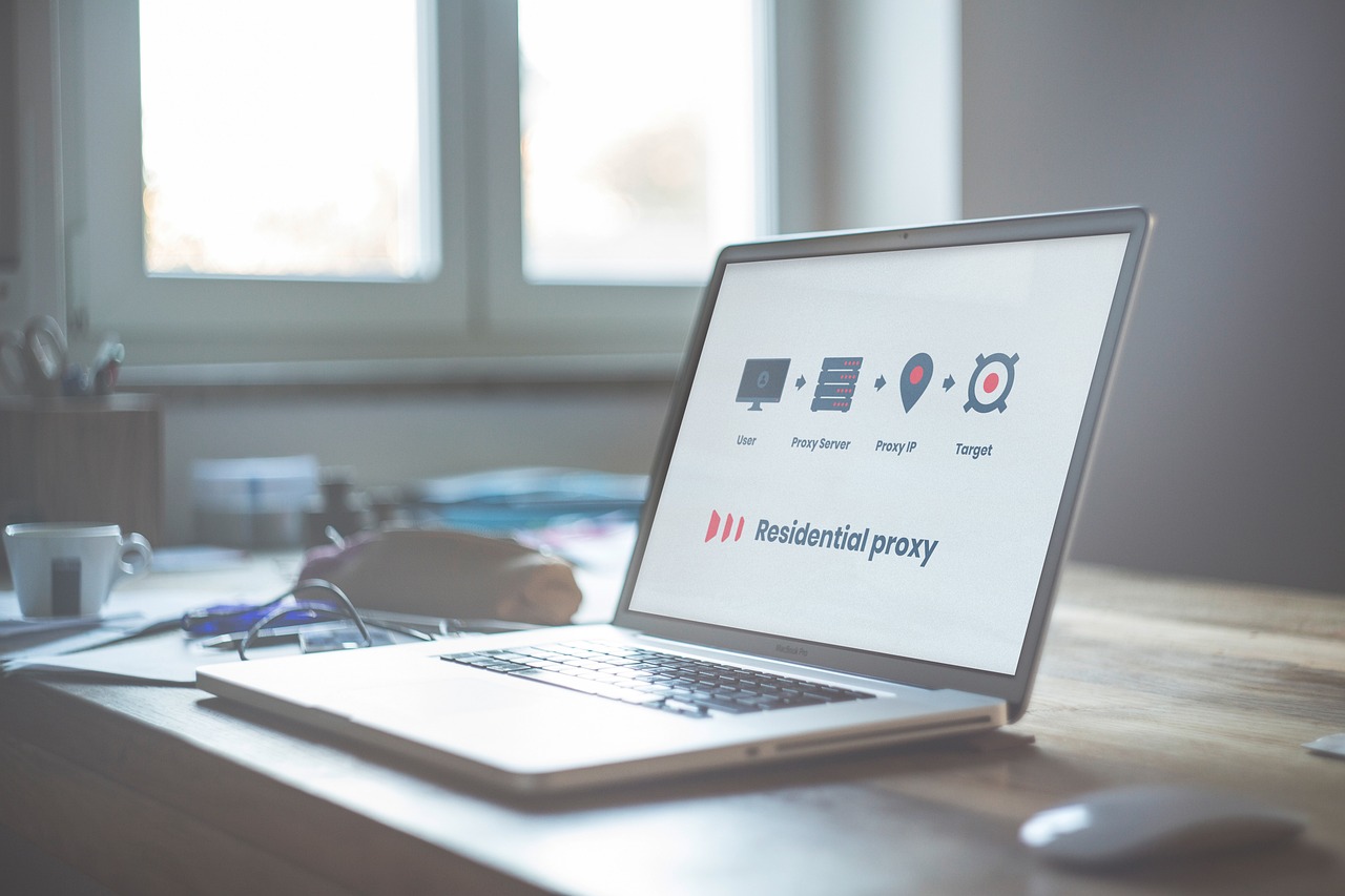 Visual on laptop screen representing a residential proxy setup.