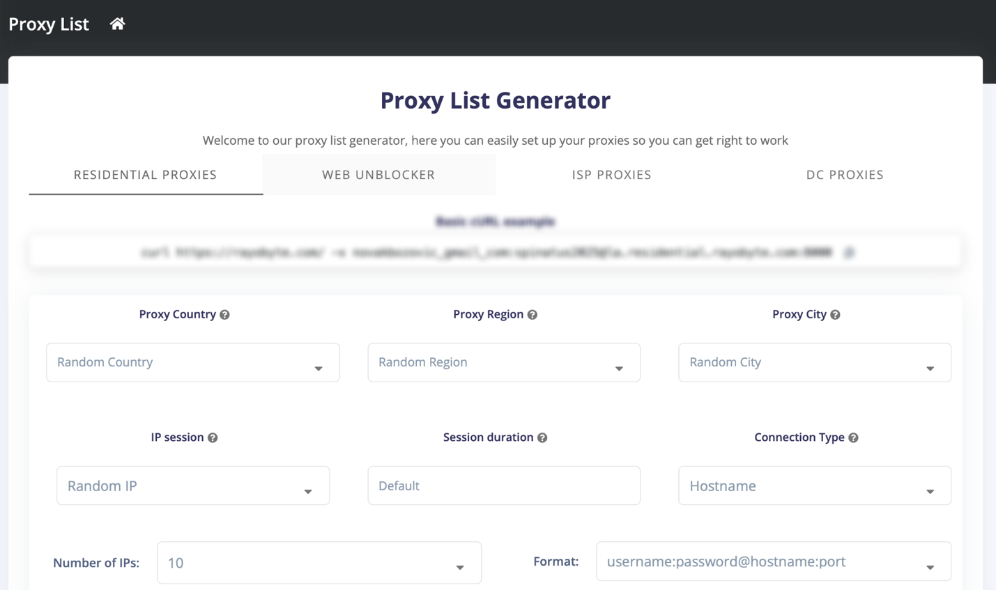 Rayobyte - proxy list generator