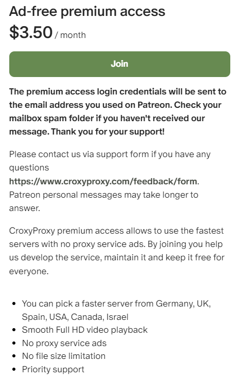 Croxy proxy paid plan