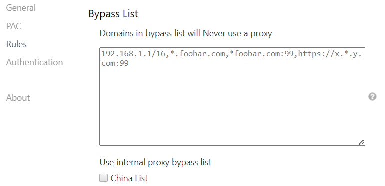 Proxy Helper inteface and settings